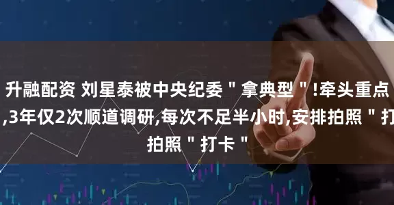 升融配资 刘星泰被中央纪委＂拿典型＂!牵头重点项目,3年仅2次顺道调研,每次不足半小时,安排拍照＂打卡＂